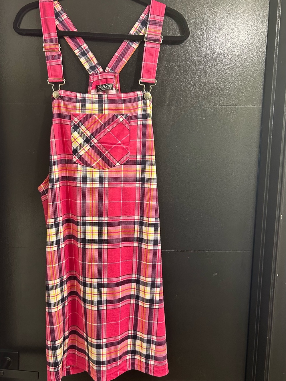 Girls Pink Plaid Pinafore Dress with Adjustable Straps